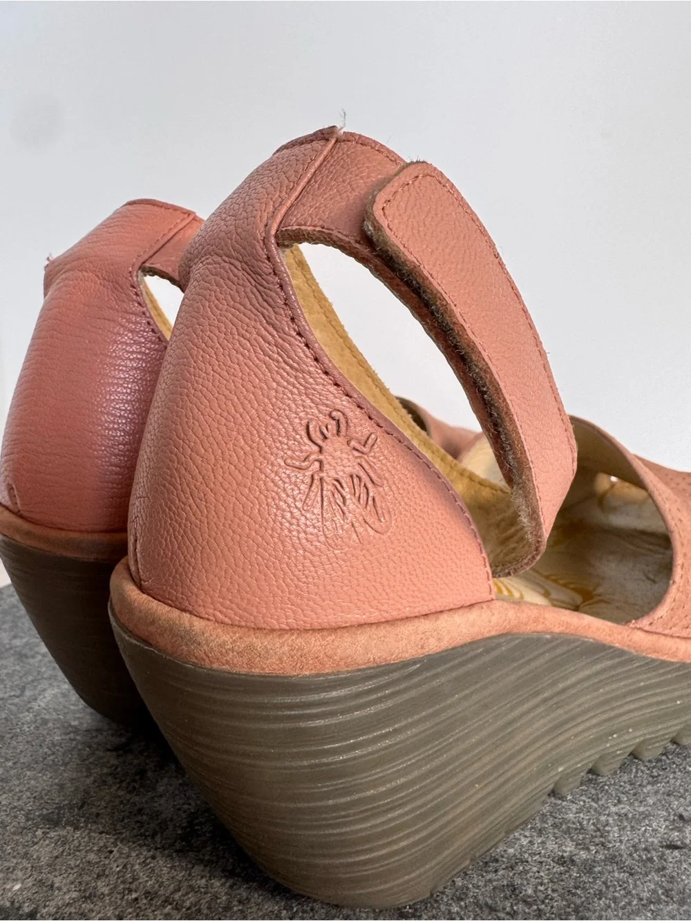 Fly London Yake Rose Perforated Leather Wedge Heels 37
